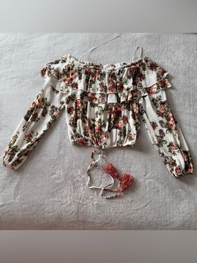 Altar’d State Cropped Floral Long Sleeve Blouse